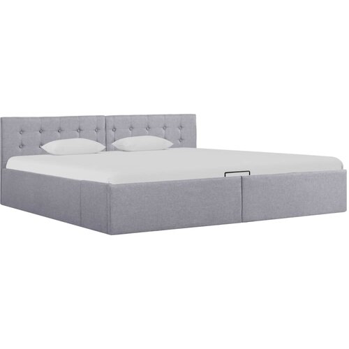 VidaXL Hidraulični okvir za krevet od tkanine svjetlosivi 180 x 200 cm Slike