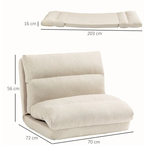  Vreća za sjedenje s funkcijom kreveta naslon za leđa koji se može podesiti sklopiva do 120 kg 70 x 72 x 56 cm bež Slike