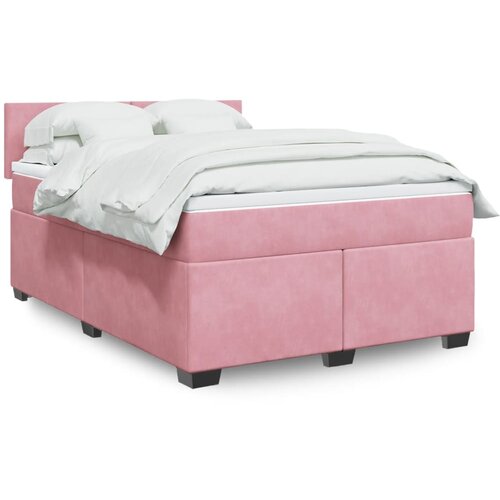 vidaXL Box spring postelja z vzmetnico roza 160x200 cm žamet Cene