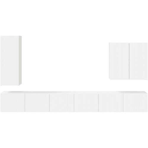  Set zidnog ormarića za TV Zidne 6 pcs Visoki sjaj bijela Slike