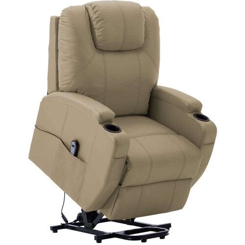 vidaXL fotelja na podizanje od umjetne kože boja cappuccina Cijene