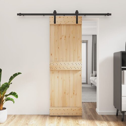 vidaXL Drsna vrata s kompletom vodil 70x210 cm trdna borovina Cene