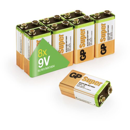 GP Batteries 1x10 GP Super Alkaline 9V-Block 6LR61 Bulk Box 030E1604ALB8 Slike