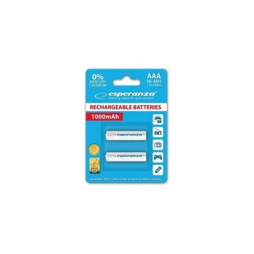  Punjive baterije ESPERANZA RECHARGEABLE Ni-MH AAA 1000MAH 2kom. white, EZA101W Slike