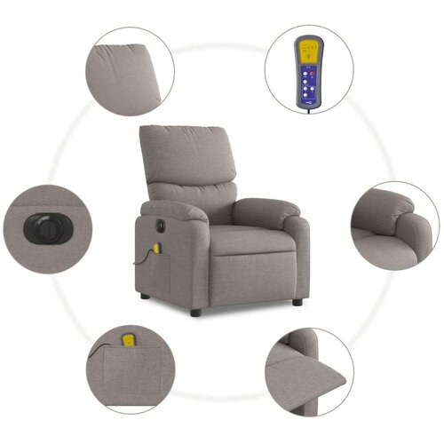 VidaXL Električni masažni naslonjač od tkanine smeđesivi Slike