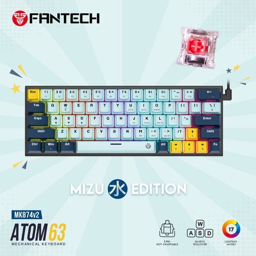 Fantech MK874 RGB Atom 63 Tastatura Mehanicka Gaming SkyBlue (Red switch) Cene