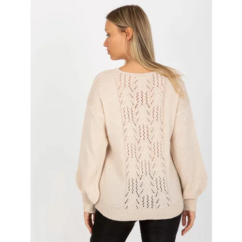 Fashion Hunters Beige thin classic sweater with wide sleeves OCH BELLA