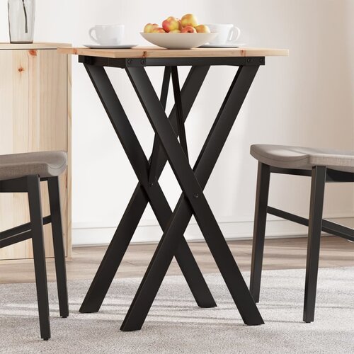 VidaXL Blagovaonski stol X-oblika 50x50x75 cm od borovine i željeza Slike