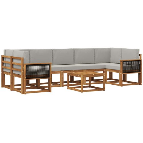 vidaXL Zunanja garnitura za sedenje 6 pcs Naravna in svetlo siva, (5000281404) Cene