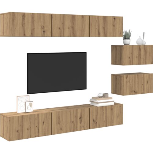  Set TV komoda Zidne s pohranom s vratima 8 pcs hrast artisan 60 x 30 x 30.5 cm Slike