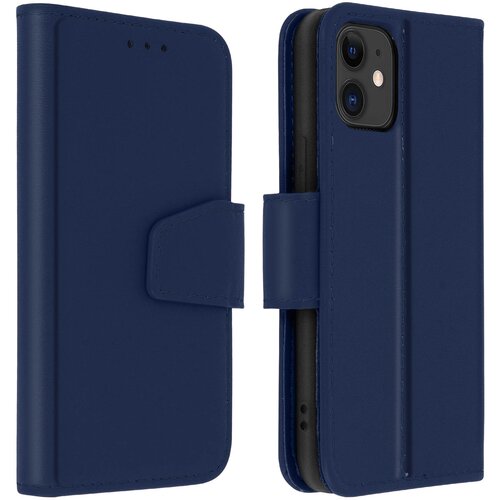 AVIZAR iPhone 11 Premium usnjena torbica, preklopna denarnica in stojalo za video - polnocno modra, (20626253) Cene