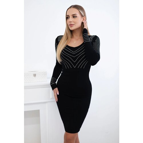 Kesi Knitted dress with a silver pattern black Cene