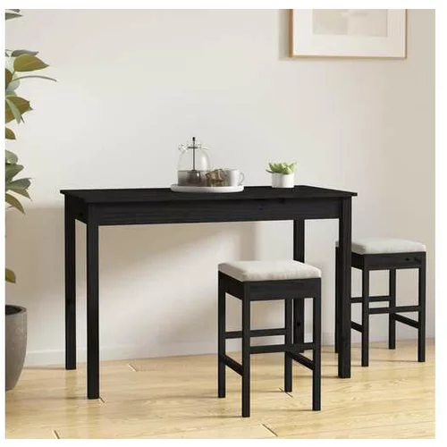  Jedilna miza črna 110x55x75 cm trdna borovina