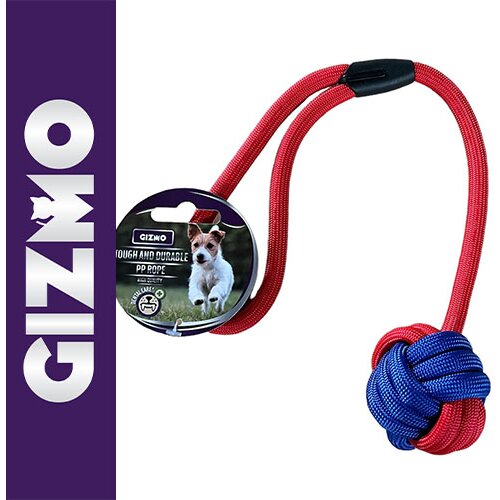 Gizmo Igračka za pse &amp;ndash; Kanap sa pletenom loptom 45cm &amp;ndash; Crveno-Plavi Slike