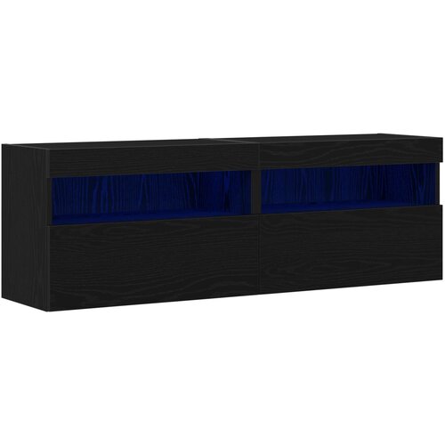 vidaXL zidne jedinice s LED svjetlima 2 kom crni hrast 60x30x40 cm Cene