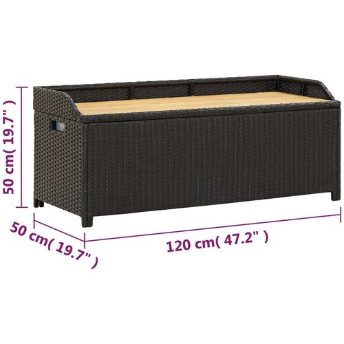 Poli Vrtna klupa za pohranu od poliratana 120 cm crna Slike