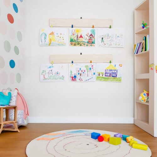Wallxpert drvena zidna letva za dečije crteže ART-HNGR-SET140, set 2 kom, 70 cm Slike