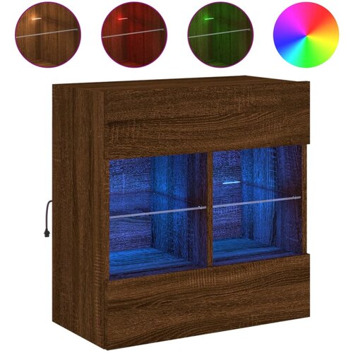 Maison Chic Stenska TV omarica - TV stojalo - Televizijska omarica z LED lučkami rjavi hrast 58,5x30x60,5 cm, (21699751) Slike