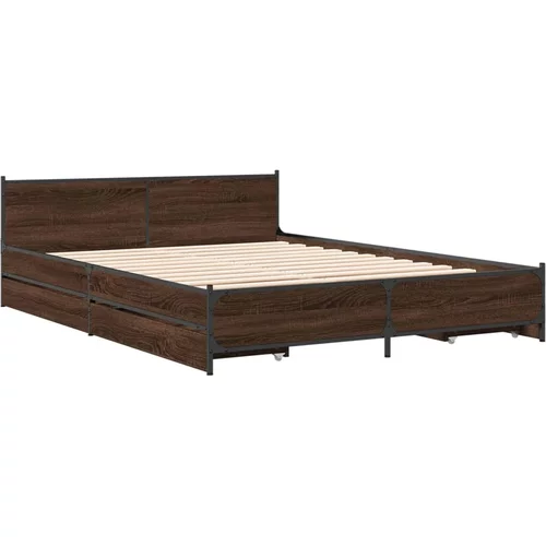 vidaXL Okvir kreveta s ladicama boja smeđeg hrasta 120x190 cm