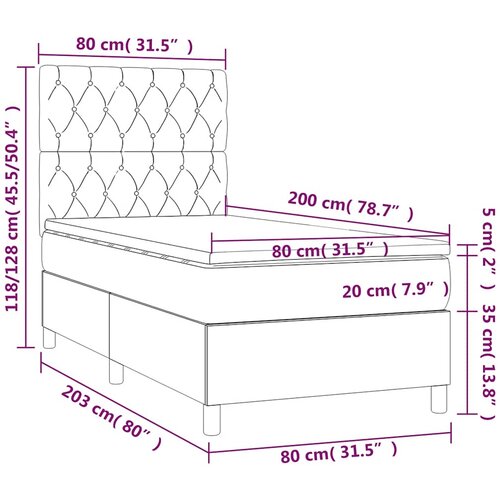 Box spring krevet s madracem tamnoplavi 80 x 200 cm bar&amp;scaron;unasti Slike