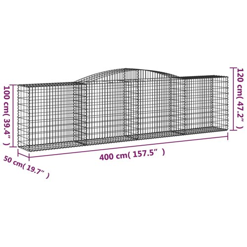  Lučne gabionske ko&amp;scaron;are 6 kom 400x50x100/120cm pocinčano željezo Slike