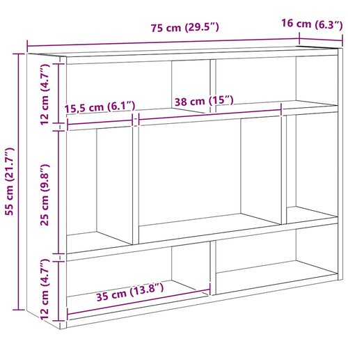  Zidna polica od starog drva 75x16x55 cm, inženjerski izrađeno drvo Slike