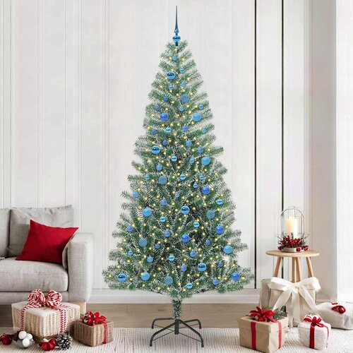  Umjetno Božićno Drvo s Snježnim Flokom i LED Svjetlom 240 cm Slike