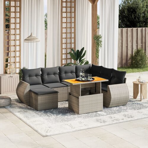 vidaXL 8-dijelni set vrtnih sofa od poliratana s jastucima sivi Cijene