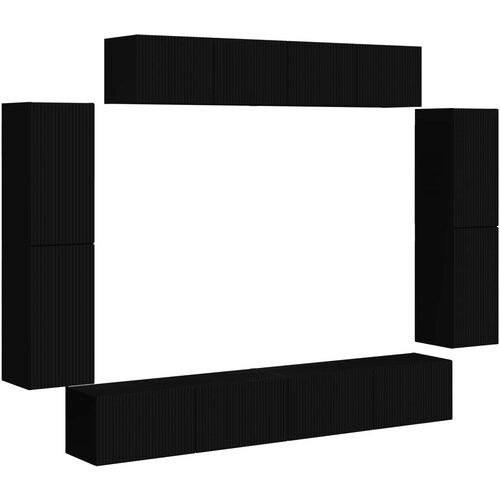 vidaXL TV omarica 8 pcs Črna, (5000132498) Cene