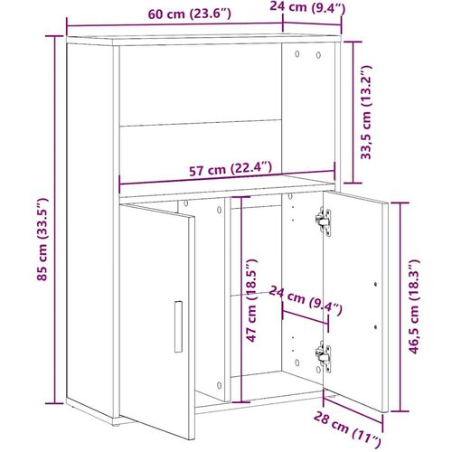 VidaXL Regal za knjige boja hrasta 60x24x85 cm od konstruiranog drva Slike