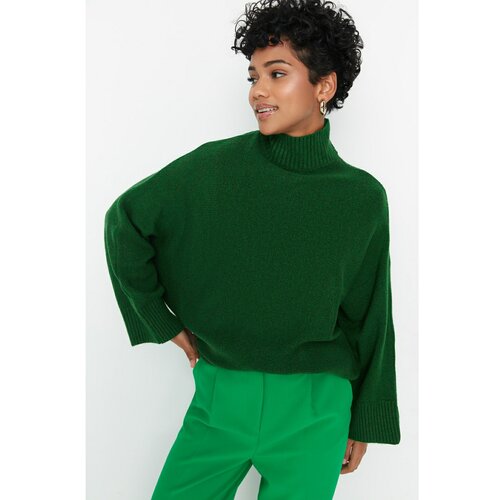 Trendyol Green Standing Collar Bat Sleeve Knitwear Sweater Slike