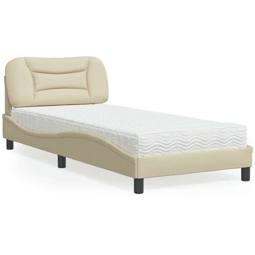  Krevet s madracem krem 90 x 200 cm od tkanine Cijene