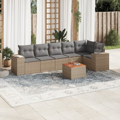 vidaXL 7-dijelni set vrtnih sofa od poliratana s jastucima bež Cijene