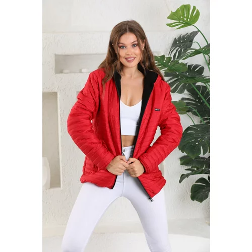 D1fference Women's Red Lined Waterproof Hoodie with Pockets.