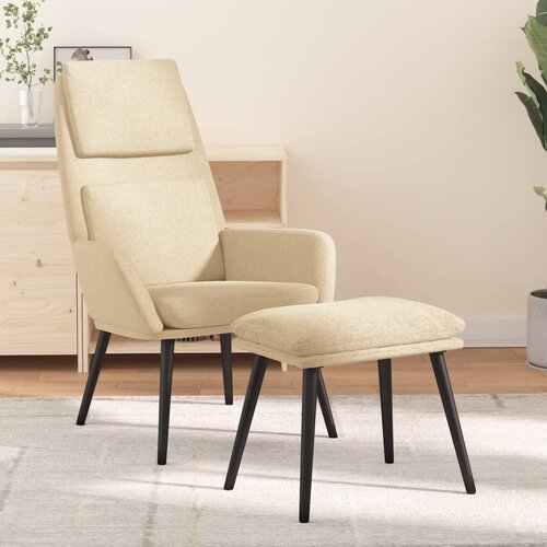 The Living Store Stol za sproščanje s stolčkom krem blago - Stol Za Sproščanje S Stolčkom, (21485330) Cene