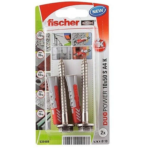 Fischer Univerzalni zidni vložek DuoPower S A4 z vijakom (&Oslash; x Do: 10 x 50 mm, 2 kos) Cene