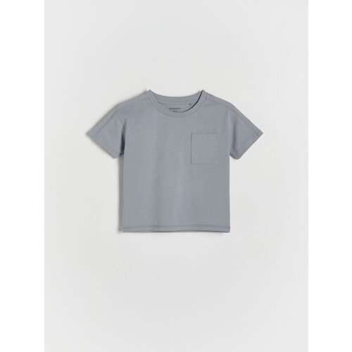Reserved oversize majica z žepom - modra Cene