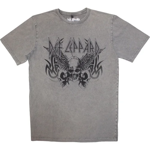 Def Leppard Košulja Tribal Skull Stone Wash Unisex Grey M