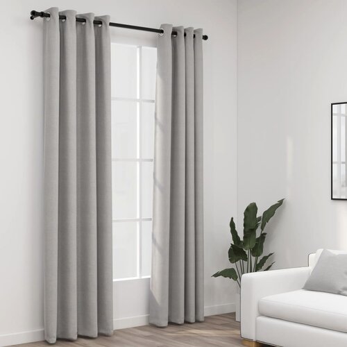 VidaXL Zavjese za zamračivanje s prstenima 2 kom sive 140 x 245 cm Slike