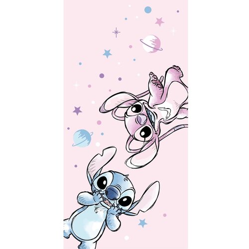 Jerry Fabrics Ružičasti dječji ručnik od mikrovlakana 70x140 cm Lilo and Stitch "Universe" – Cijene