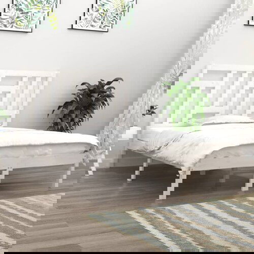 The Living Store Posteljni okvir bel iz trdne borovine 200x200 cm - Posteljni Okvir, (21527204) Slike