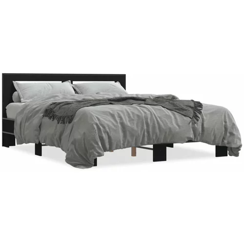  Okvir za krevet crni 150x200 cm konstruirano drvo i metal