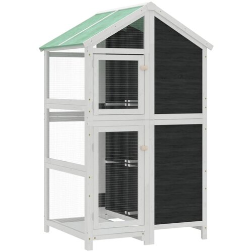  Kućica za ptice siva 97x81x152 cm od masivne borovine Slike