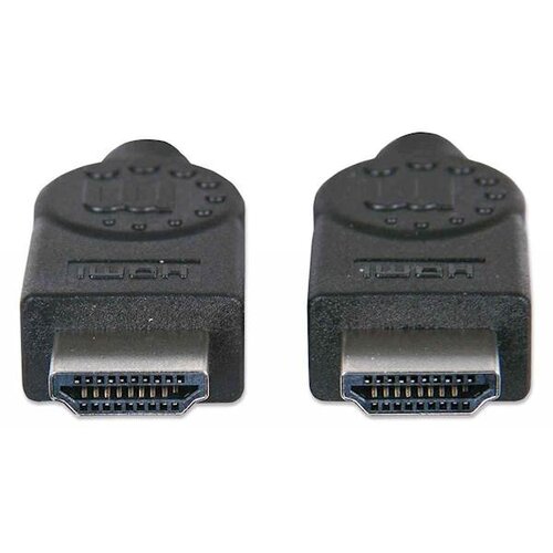 Manhattan HDMI priključni kabel HDMI-A utikač, HDMI-A utikač 1.00 m crna 323192 za&amp;scaron;tićen s folijom, pletena za&amp;scaron;tita, podržava HDMI, high speed HDMI sa eternetom HDMI kabel Slike
