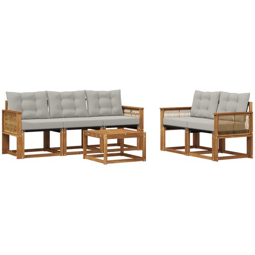  Set vanjskih sofa 6 kom. Prirodna i svjetlosiva Slike