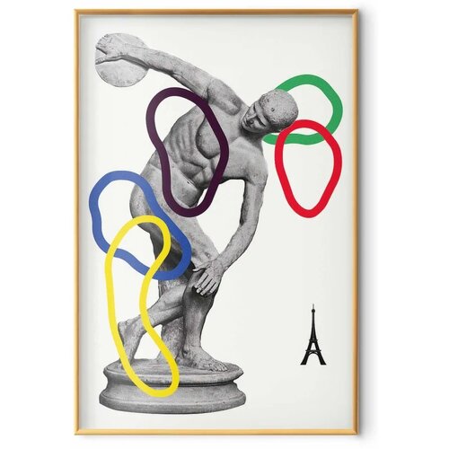  Plakat - Collage Graphic - Discus Thrower - Sculpture 40x60 Zlatni okvir Slike