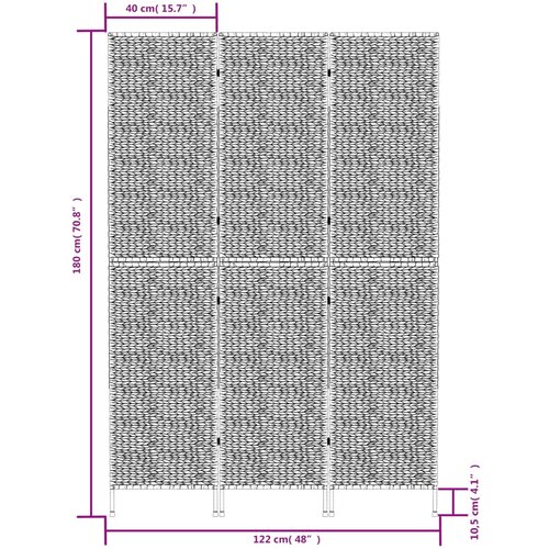  pregrada s 3 panela smeđa 122 x 180 cm od vodenog zumbula Slike