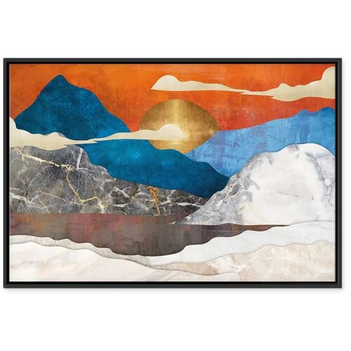  Slika - Mountain Idyll (1 Part) Wide 60x40 U crnom drvenom okviru Cene