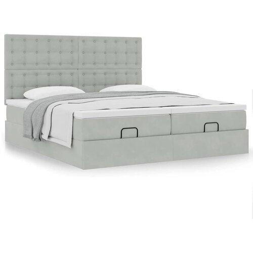 VidaXL Okvir kreveta s madracima svijetlosivi 200x200cm bar&amp;scaron;unasti Slike