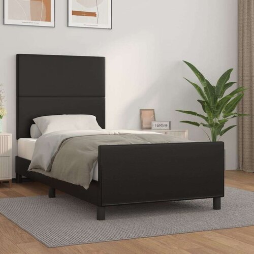  Posteljni okvir z vzglavjem črn 90x200 cm blago, (20795009) Slike